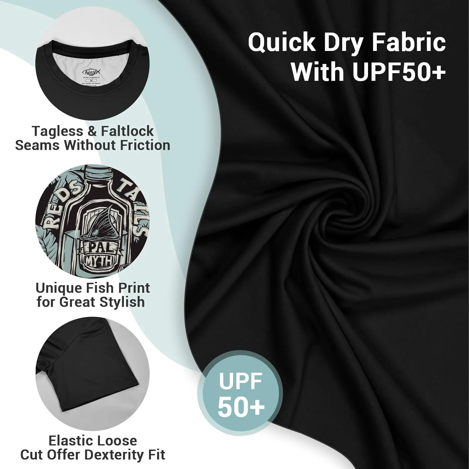Palmyth Fishing Shirts for Men Short Sleeve UPF 50  Sun Protection UV T-Shirt Tee
