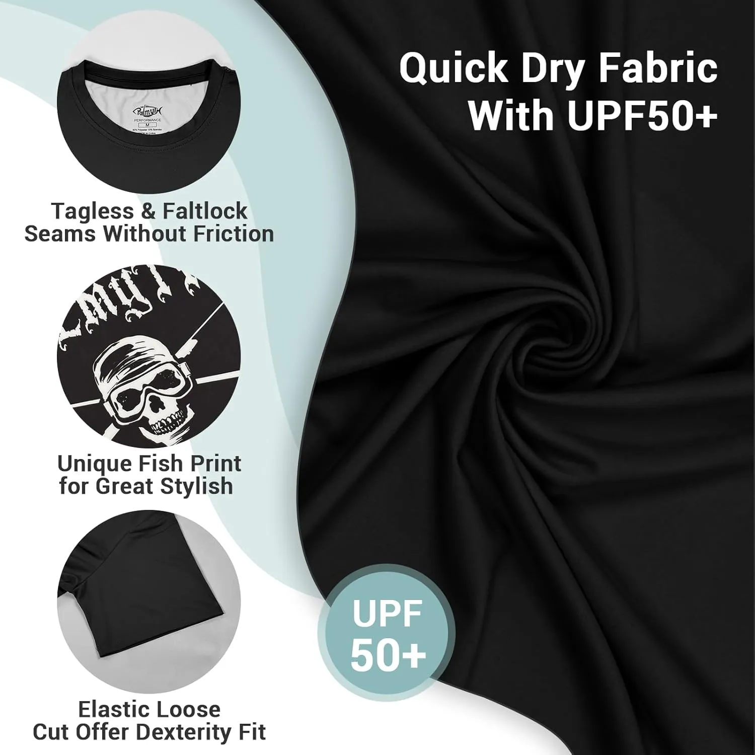 Palmyth Fishing Shirts for Men Short Sleeve UPF 50  Sun Protection UV T-Shirt Tee
