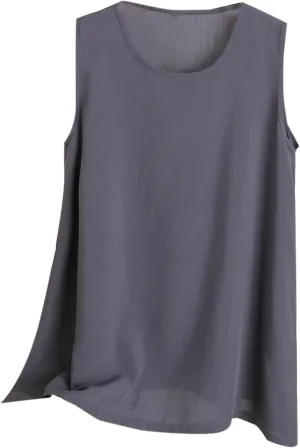 Plus Size Tank Tops for Women Summer Sleeveless Quick Dry Crewneck Blouse Solor Color Loose Fit Training Gym Shirts