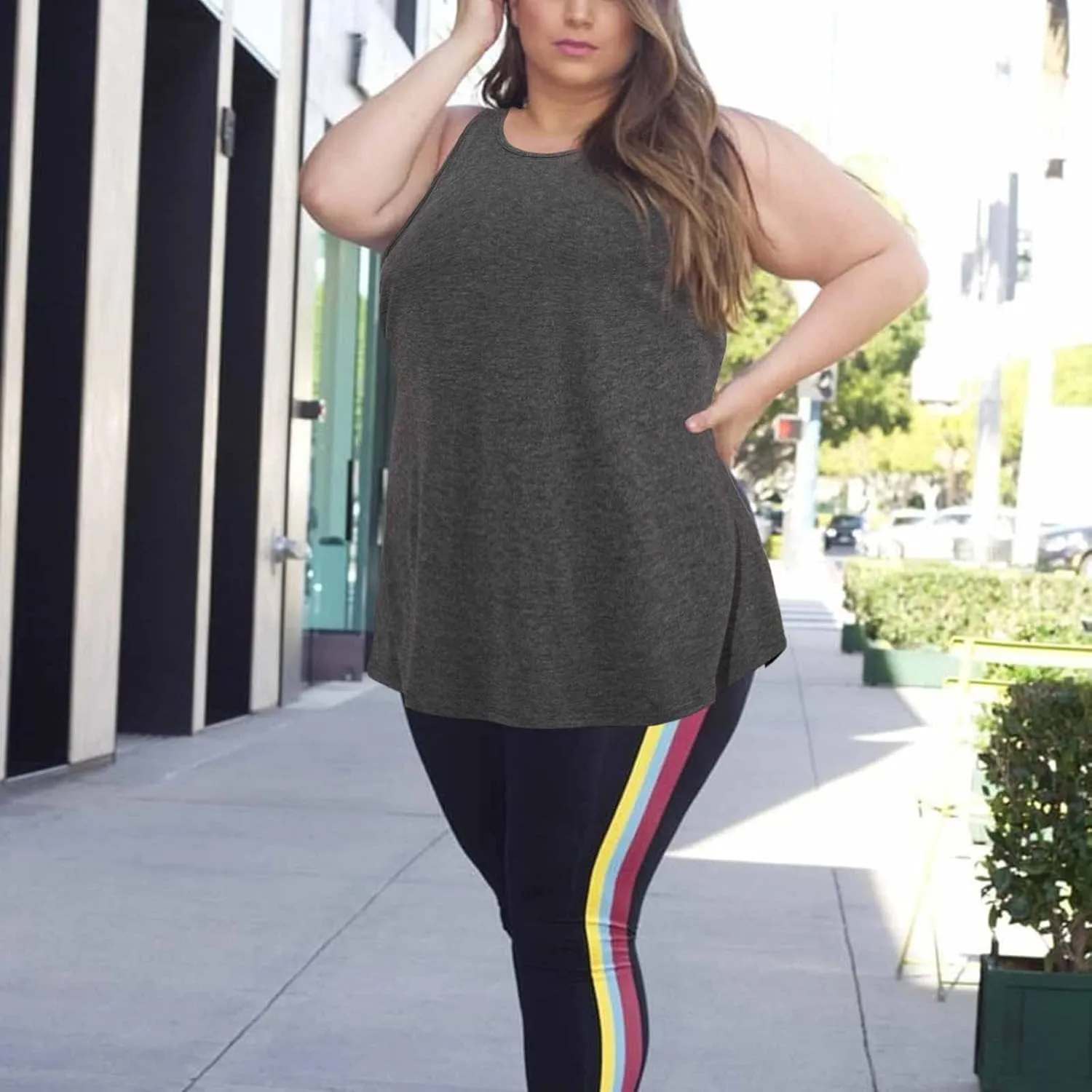 Plus Size Tank Tops for Women Summer Sleeveless Workout Tank Tops Scoop Necklines T-Shirts Casual Loose