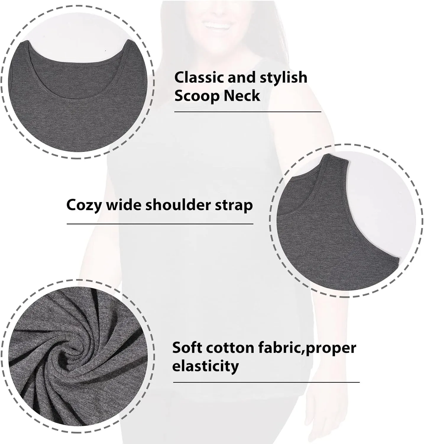 Plus Size Tank Tops for Women Summer Sleeveless Workout Tank Tops Scoop Necklines T-Shirts Casual Loose