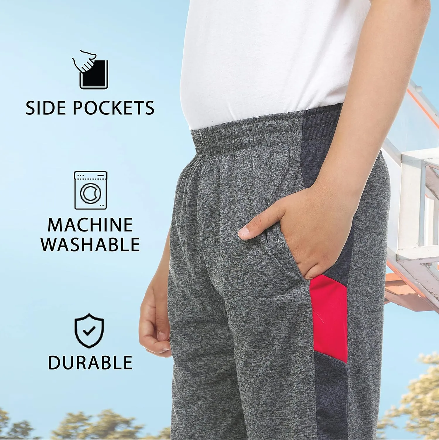 Power Forward 4 Pack: Boys Youth Athletic Active Performance Sports Workout Basketball Lightweight Gym Shorts