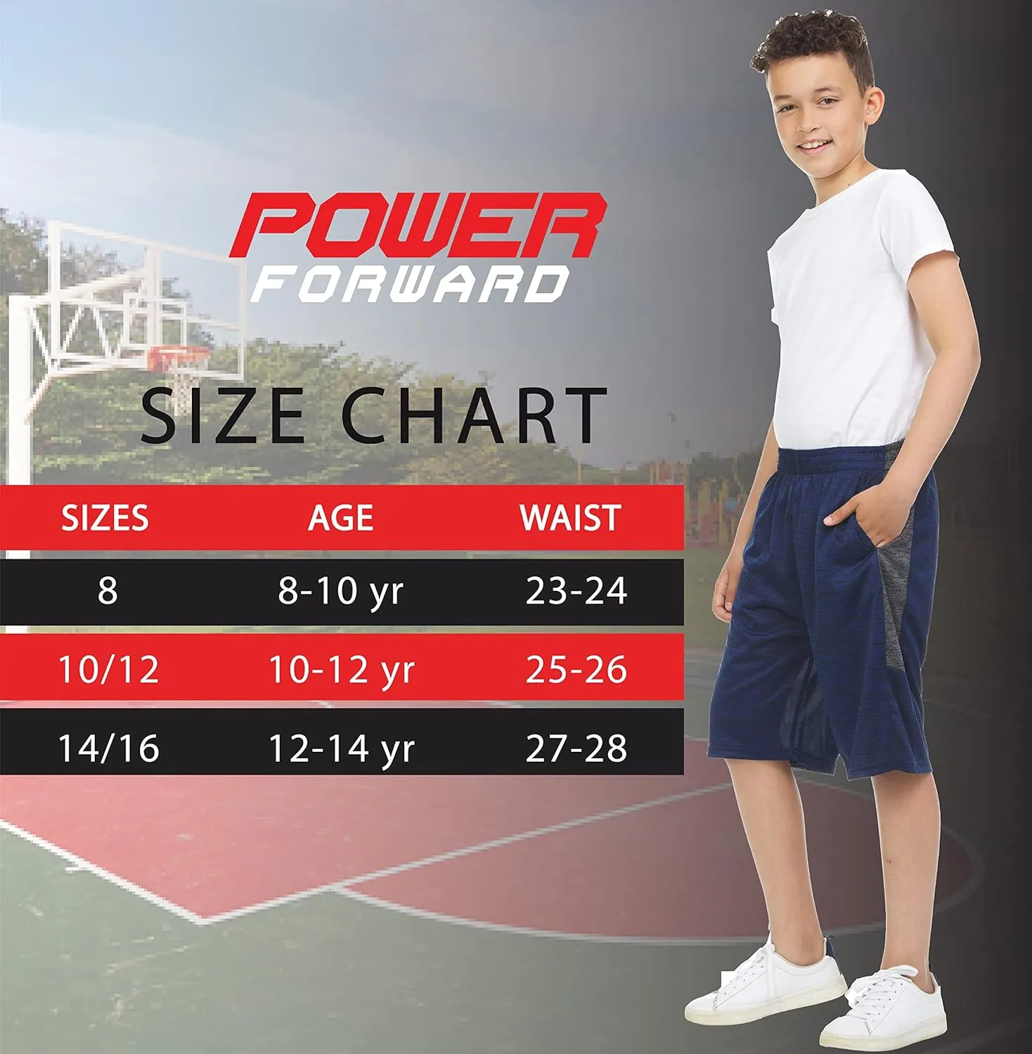 Power Forward 4 Pack: Boys Youth Athletic Active Performance Sports Workout Basketball Lightweight Gym Shorts