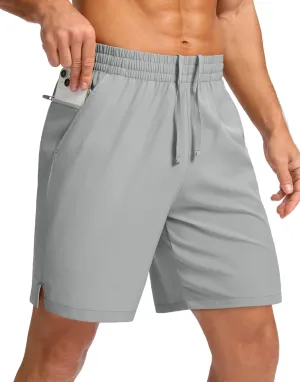 Pudolla Men's 7" Gym Workout Shorts with Zipper Pockets Lightweight Quick Dry Running Athletic Shorts for Men