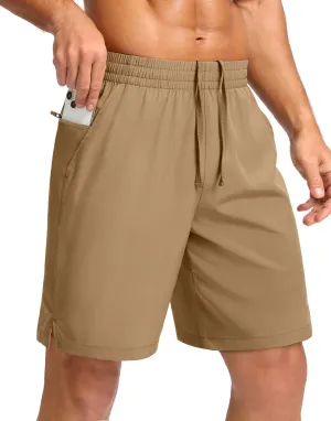Pudolla Men's 7" Gym Workout Shorts with Zipper Pockets Lightweight Quick Dry Running Athletic Shorts for Men