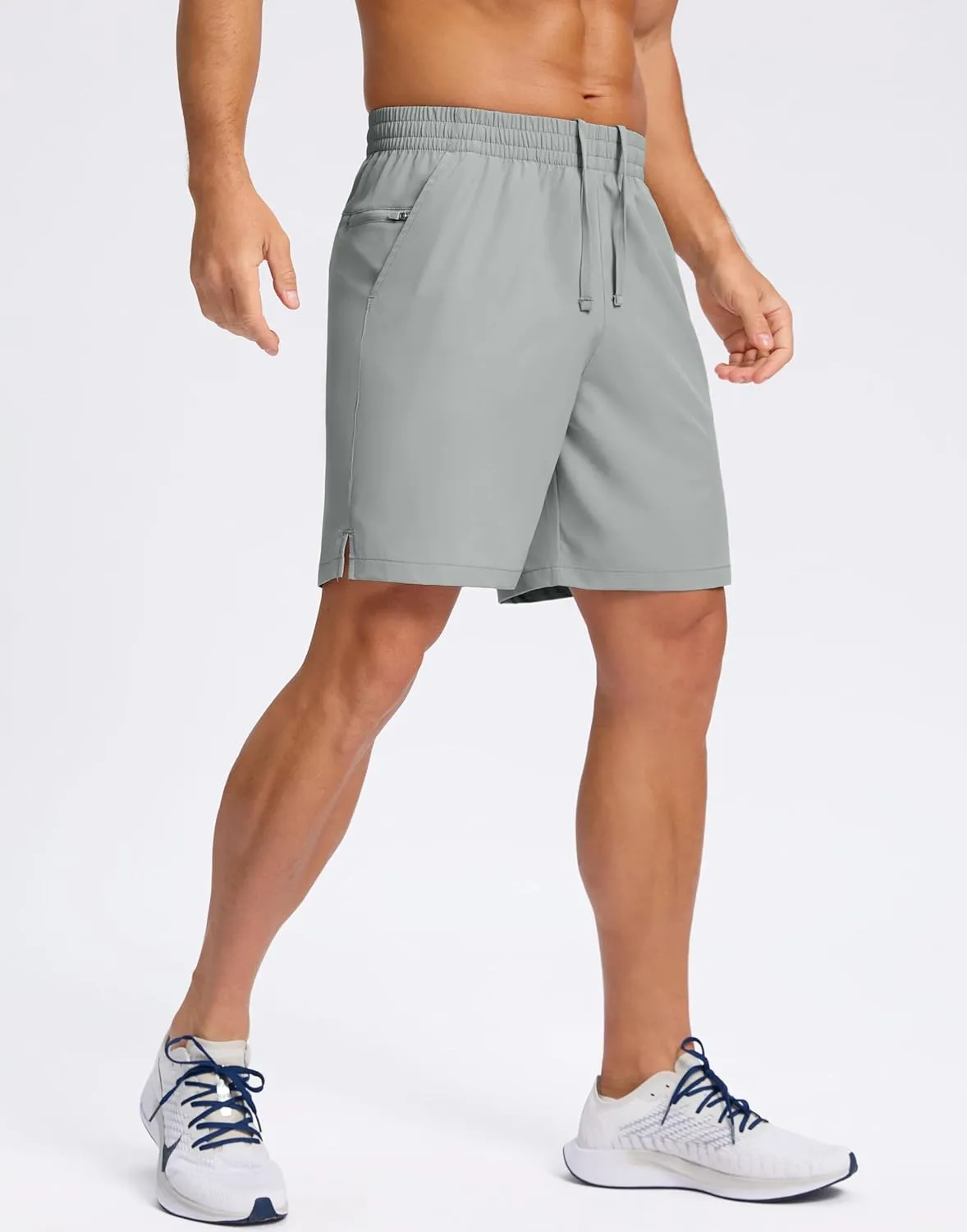Pudolla Men's 7" Gym Workout Shorts with Zipper Pockets Lightweight Quick Dry Running Athletic Shorts for Men
