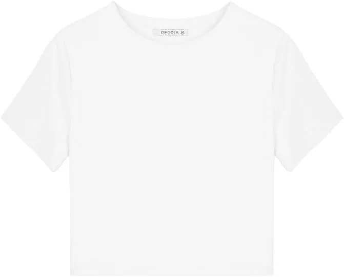 REORIA Butsmooth® Women's Basic Cute Short Sleeve High Neck Double Lined Tight T Shirts Crop Tops Tees