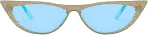 Retro Sparkling Cat Eye Sunglasses for Women Men Small 90s Style Trendy Vintage Narrow bling bling Frame