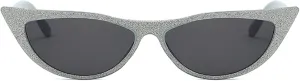 Retro Sparkling Cat Eye Sunglasses for Women Men Small 90s Style Trendy Vintage Narrow bling bling Frame