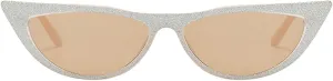 Retro Sparkling Cat Eye Sunglasses for Women Men Small 90s Style Trendy Vintage Narrow bling bling Frame