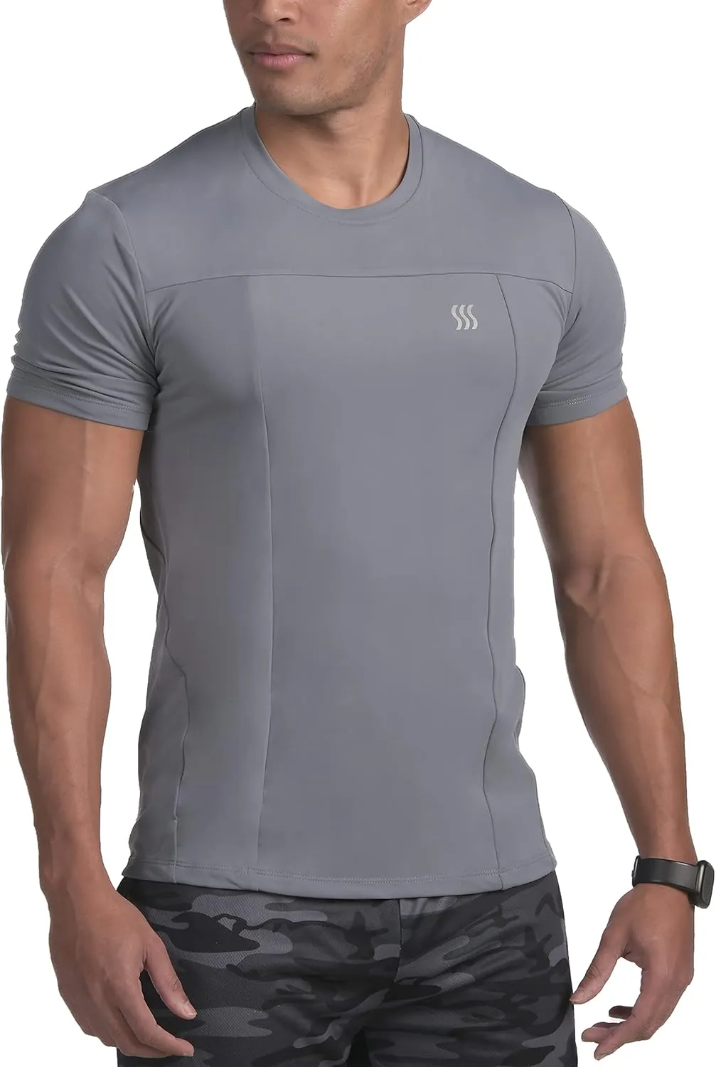 SAAKA Athletic Shirt for Men. Form Fitting. Thick Shirt for Gym, Running & Workout