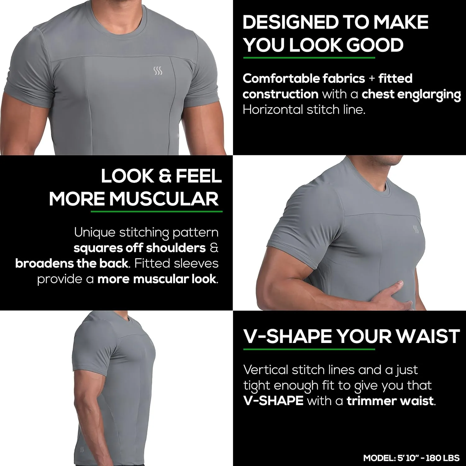 SAAKA Athletic Shirt for Men. Form Fitting. Thick Shirt for Gym, Running & Workout