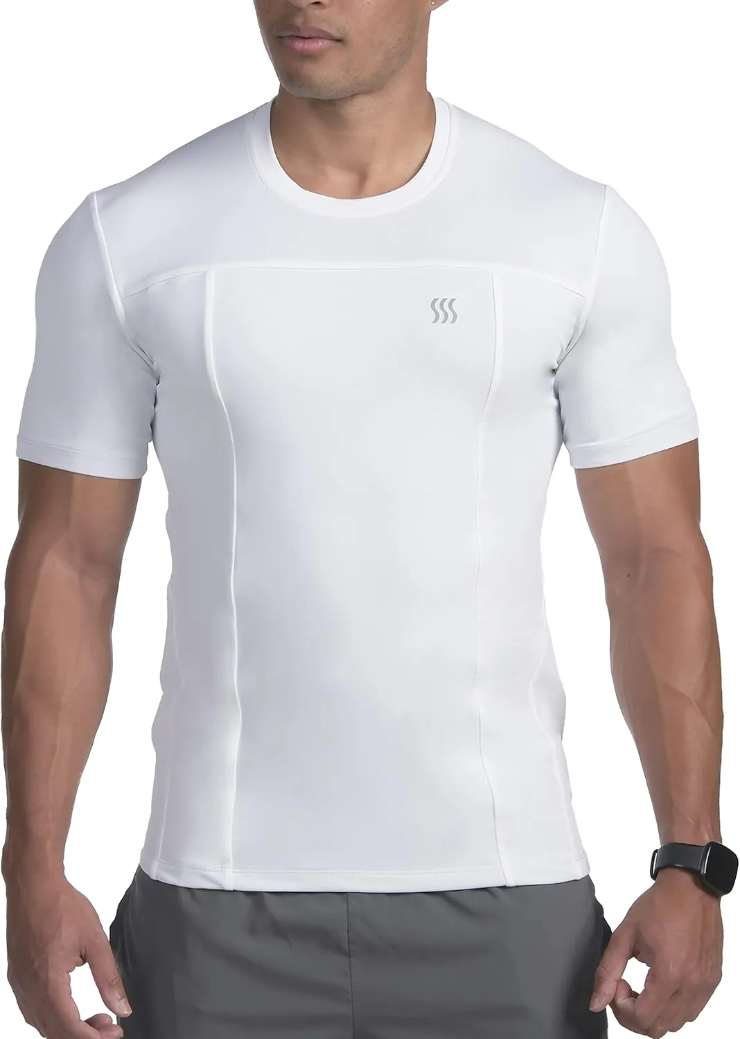 SAAKA Athletic Shirt for Men. Form Fitting. Thick Shirt for Gym, Running & Workout