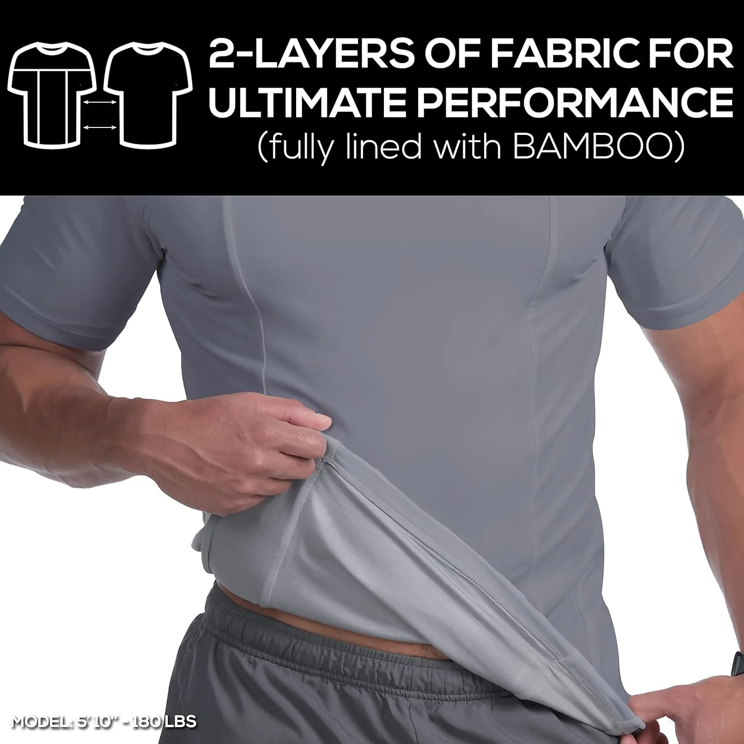 SAAKA Athletic Shirt for Men. Form Fitting. Thick Shirt for Gym, Running & Workout