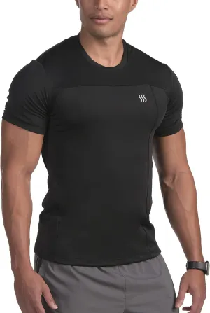 SAAKA Athletic Shirt for Men. Form Fitting. Thick Shirt for Gym, Running & Workout