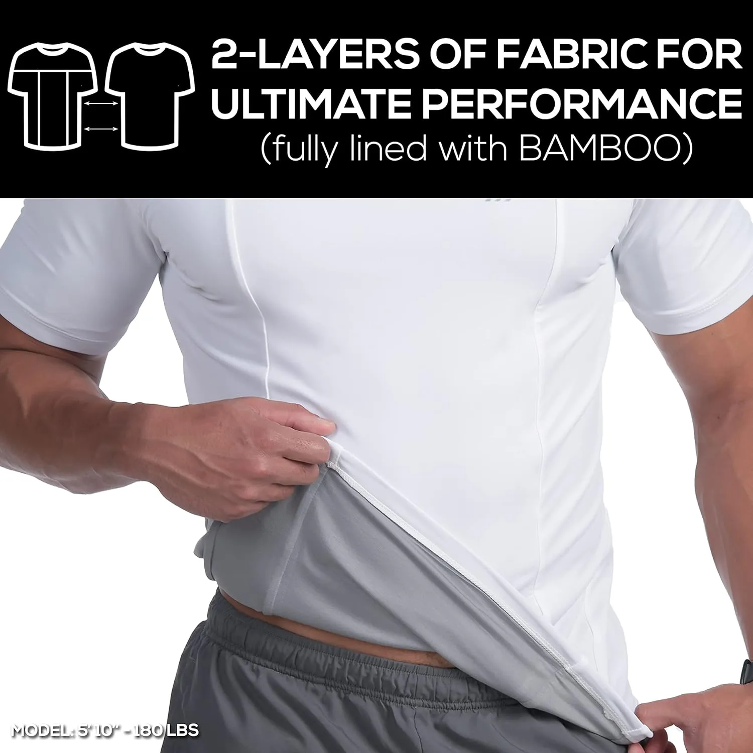 SAAKA Athletic Shirt for Men. Form Fitting. Thick Shirt for Gym, Running & Workout