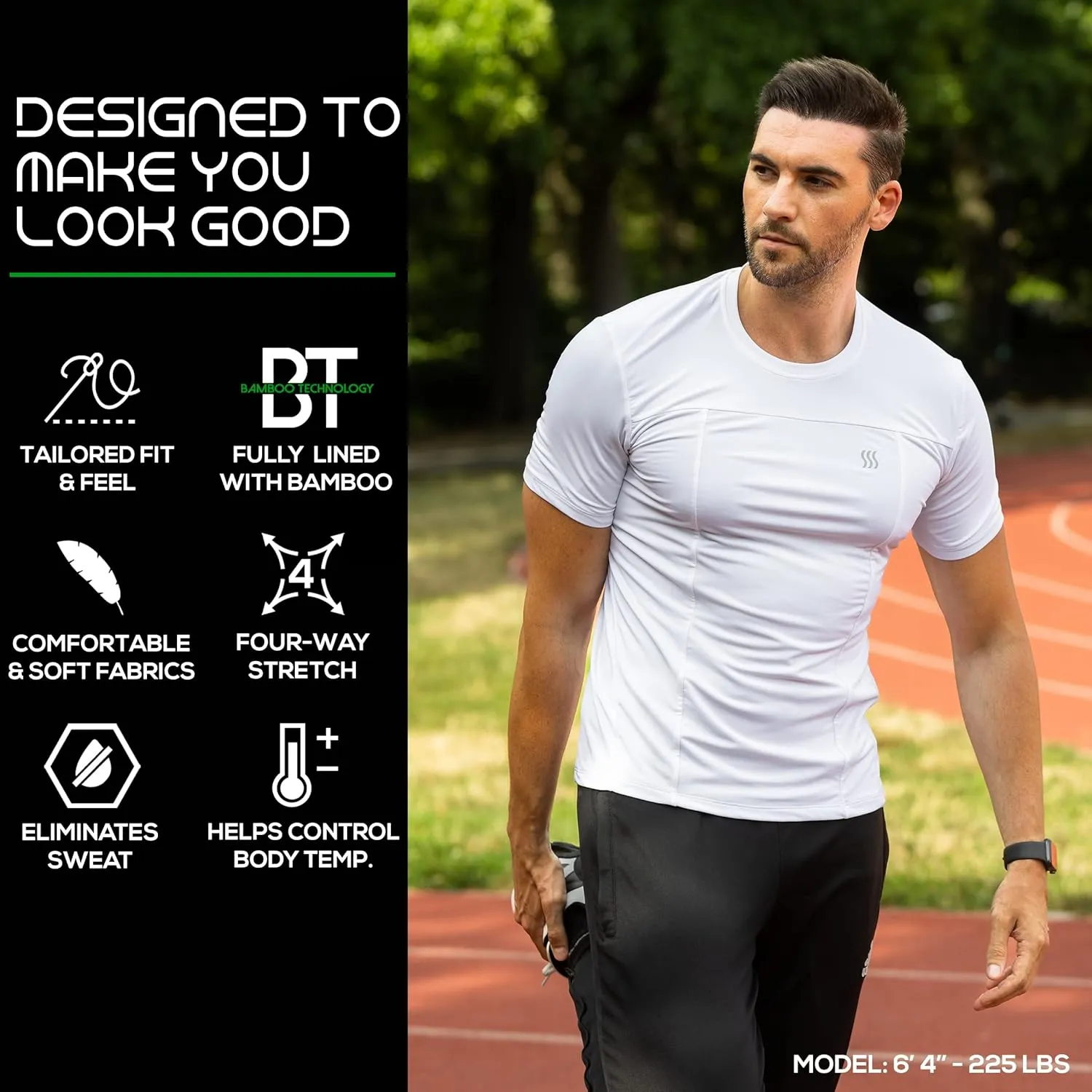 SAAKA Athletic Shirt for Men. Form Fitting. Thick Shirt for Gym, Running & Workout