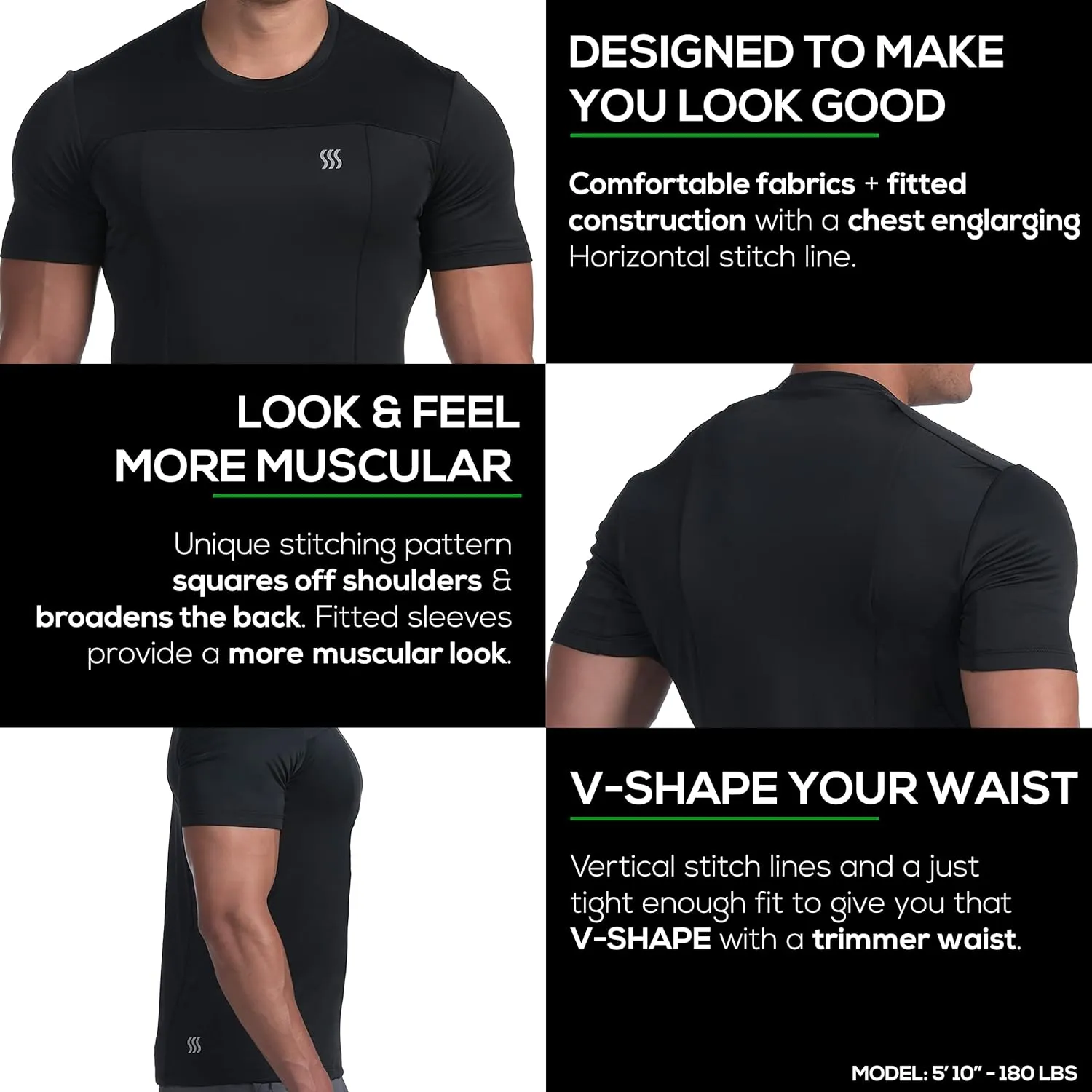 SAAKA Athletic Shirt for Men. Form Fitting. Thick Shirt for Gym, Running & Workout
