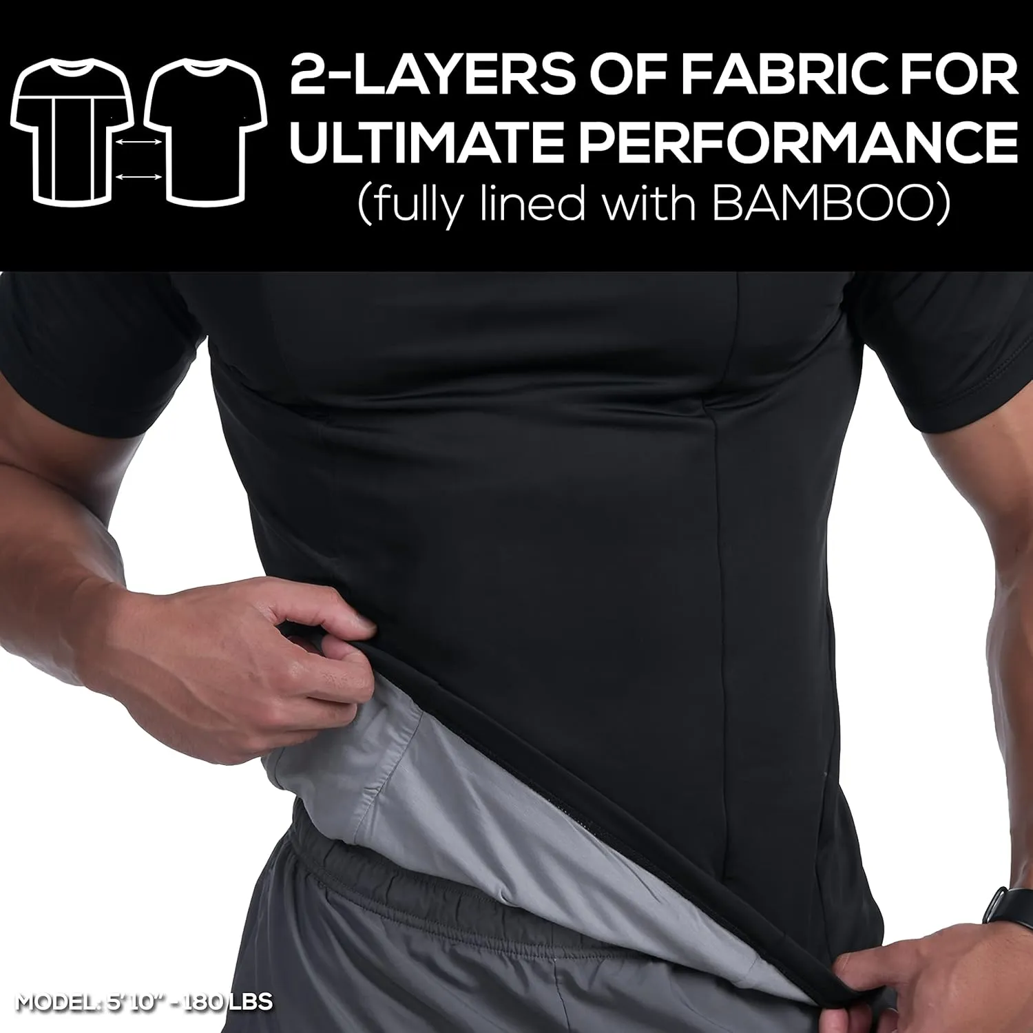 SAAKA Athletic Shirt for Men. Form Fitting. Thick Shirt for Gym, Running & Workout