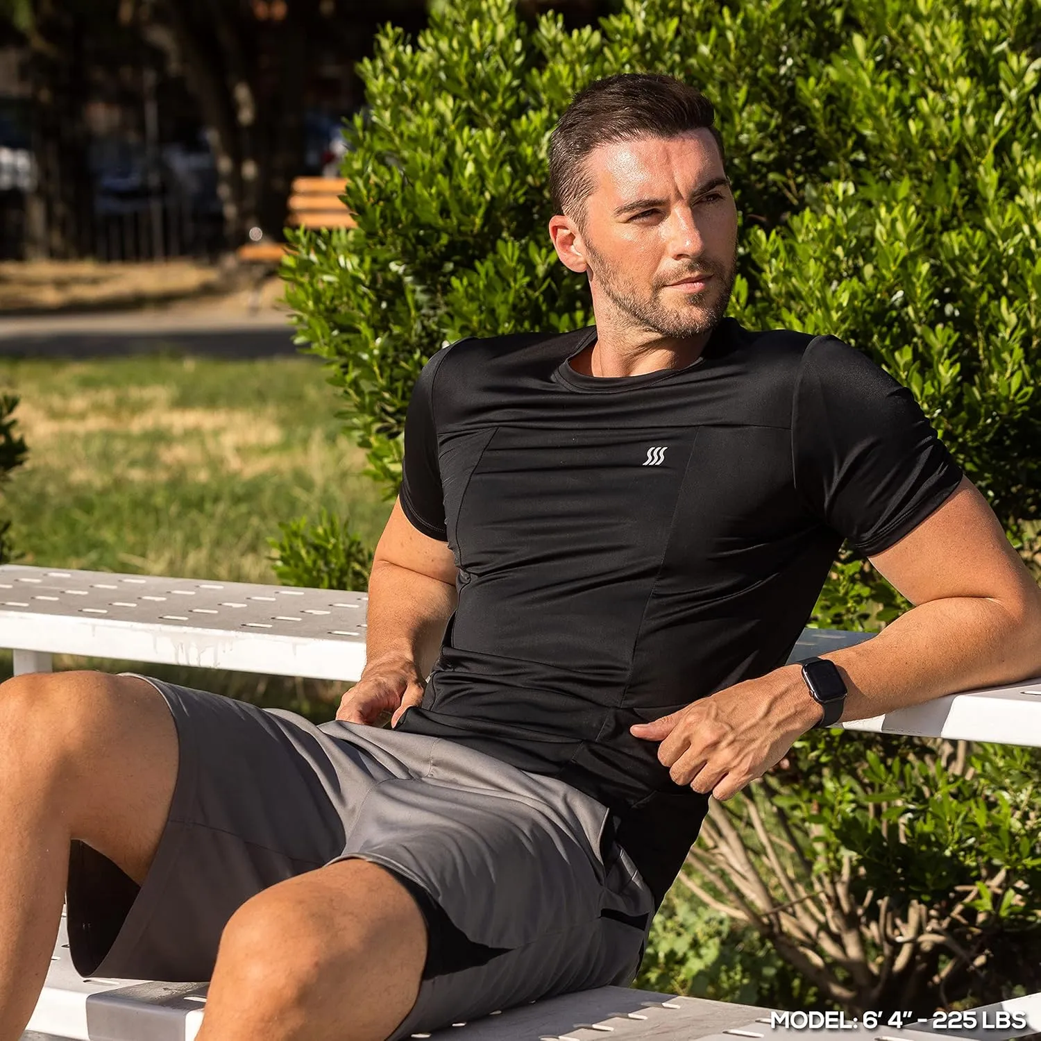 SAAKA Athletic Shirt for Men. Form Fitting. Thick Shirt for Gym, Running & Workout