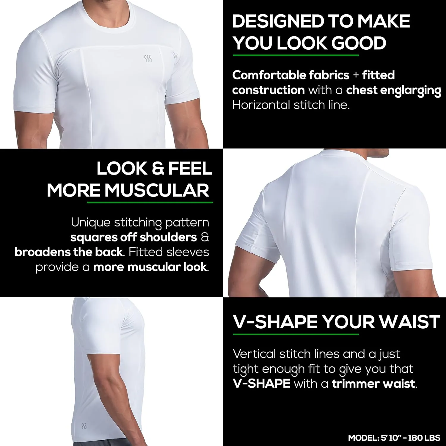 SAAKA Athletic Shirt for Men. Form Fitting. Thick Shirt for Gym, Running & Workout