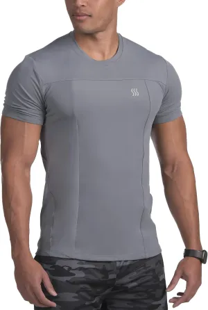 SAAKA Athletic Shirt for Men. Form Fitting. Thick Shirt for Gym, Running & Workout