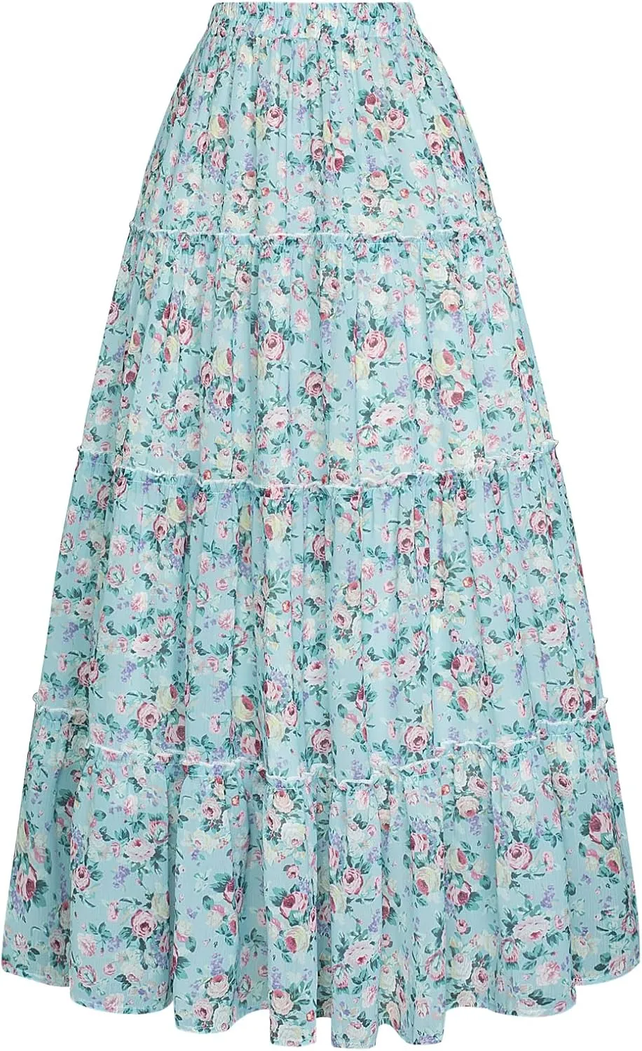 Scarlet Darkness Summer Skirts for Women Maxi Long Floral Skirt Flowy Tiered Renaissance Skirt