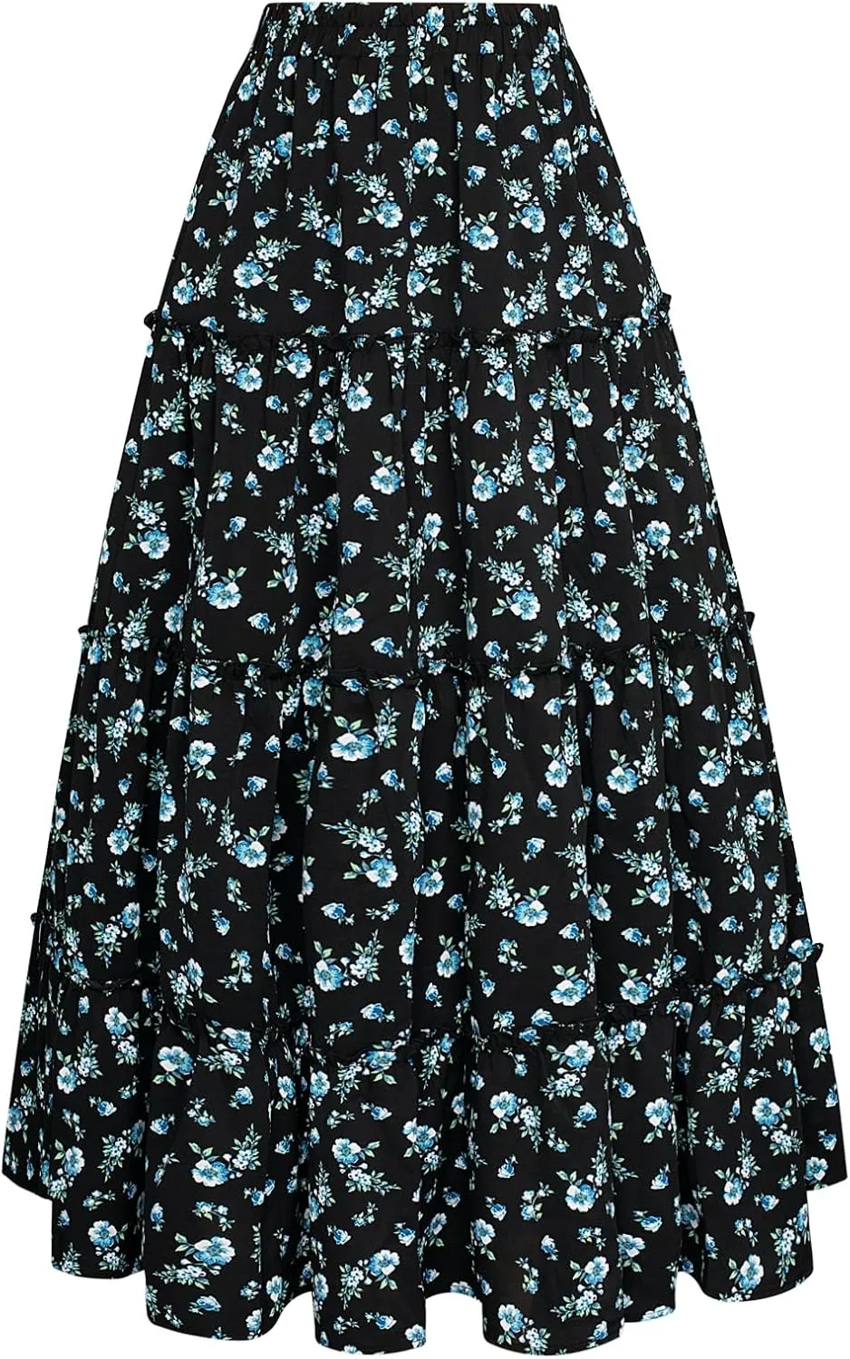 Scarlet Darkness Summer Skirts for Women Maxi Long Floral Skirt Flowy Tiered Renaissance Skirt
