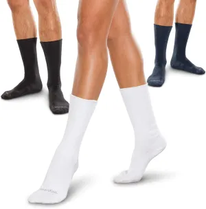 Seamless Crew Socks 3-Pack for Diabetes, Arthritis or Sensitive Feet (Black, White, Navy - Medium)