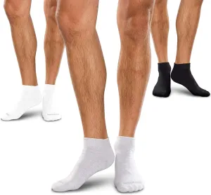 Seamless Mini-Crew Socks 3-Pack for Diabetes, Arthritis or Sensitive Feet (Black, White, Grey - Small)