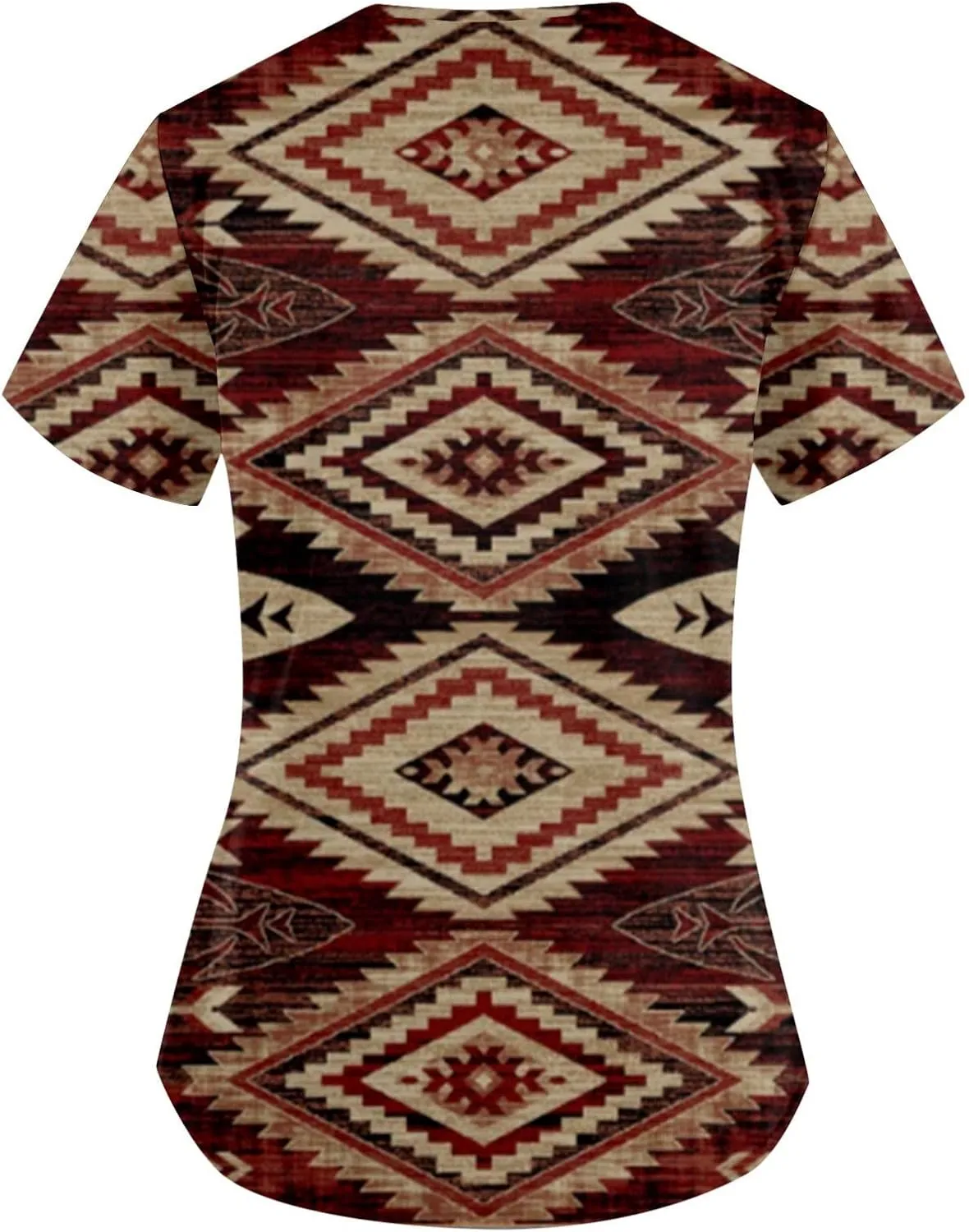 Segaven Womens Scrub Tops Trendy Print V Neck Nursing Tops Casual Short Sleeve Working Uniform With Pockets
