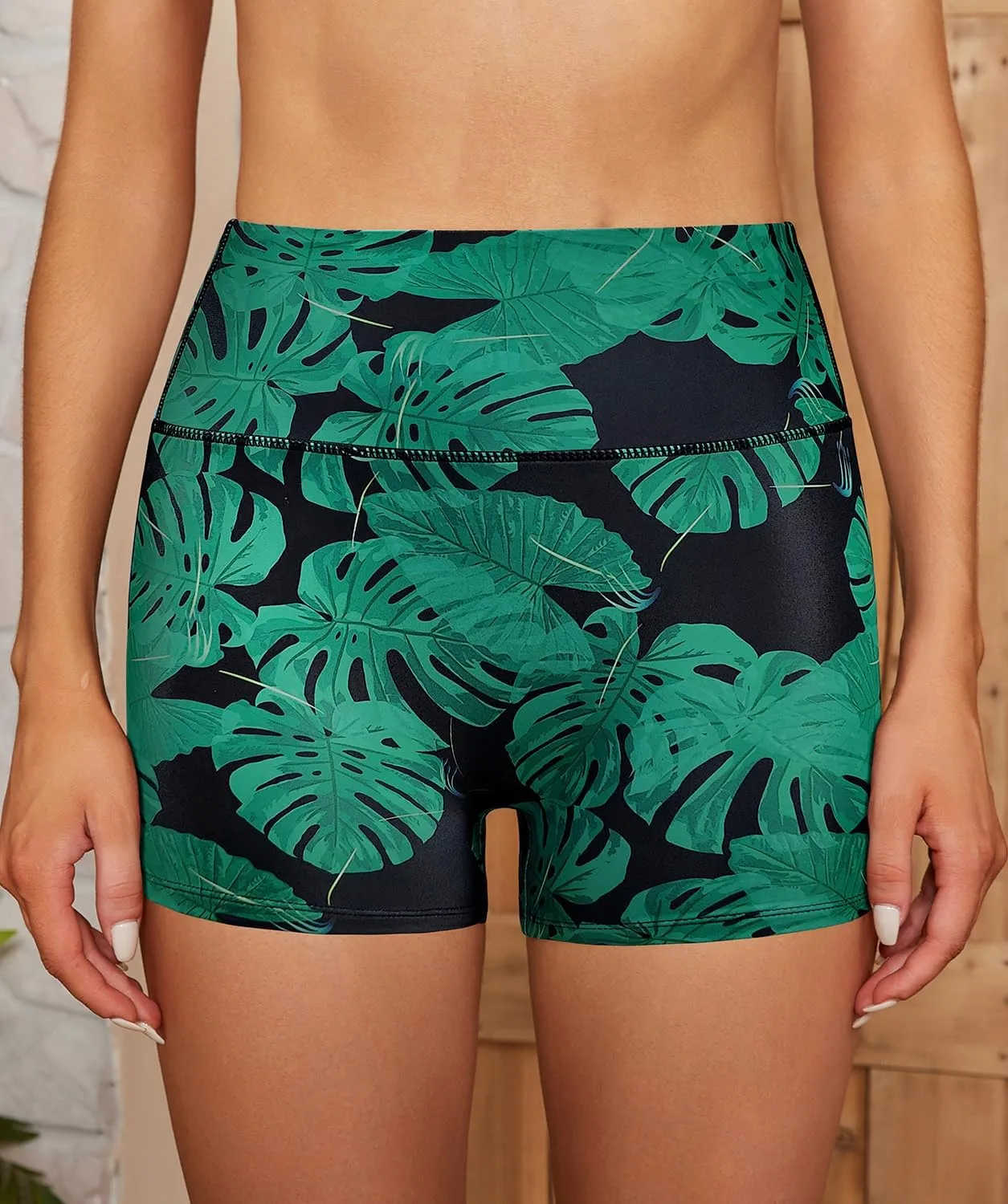 SHEKINI Women's Swim Shorts High Waisted Bathing Suit Bottoms Quick Dry Swimsuit Board Shorts