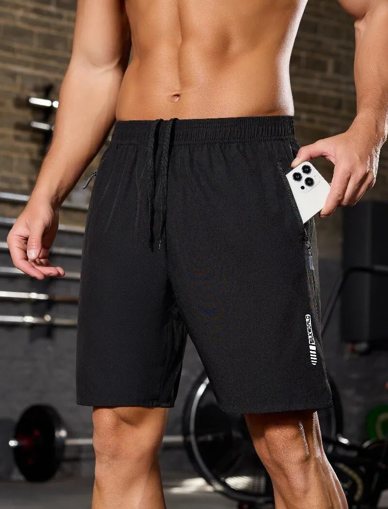 SILKWORLD Quick Dry Men's 2 in 1 Running Shorts with Zip Pocket 7" Workout Gym Athletic Shorts Lightweight Training Shorts