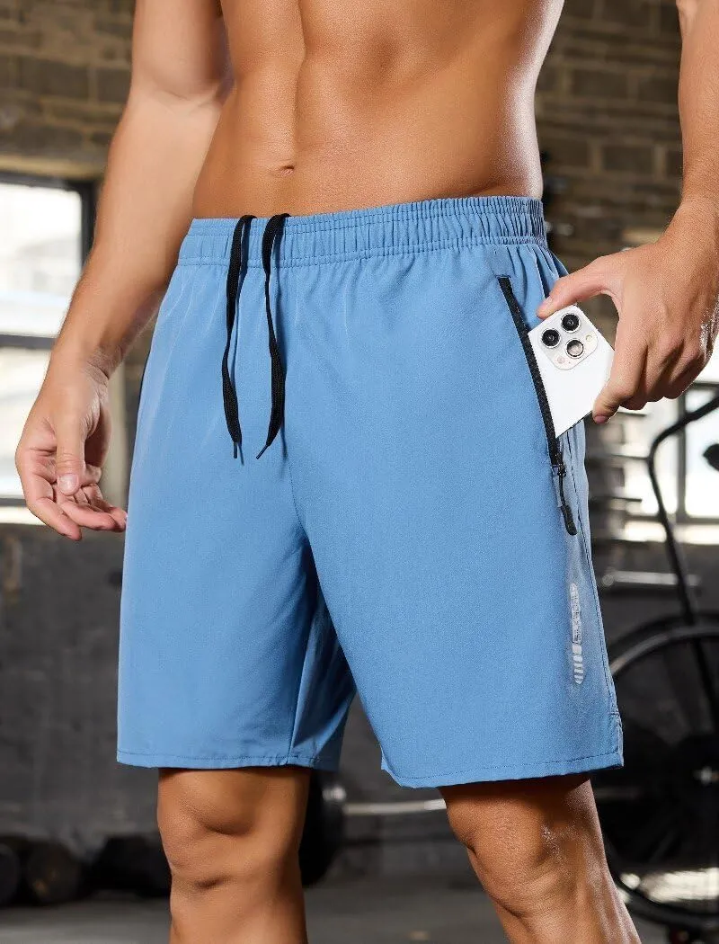 SILKWORLD Quick Dry Men's 2 in 1 Running Shorts with Zip Pocket 7" Workout Gym Athletic Shorts Lightweight Training Shorts
