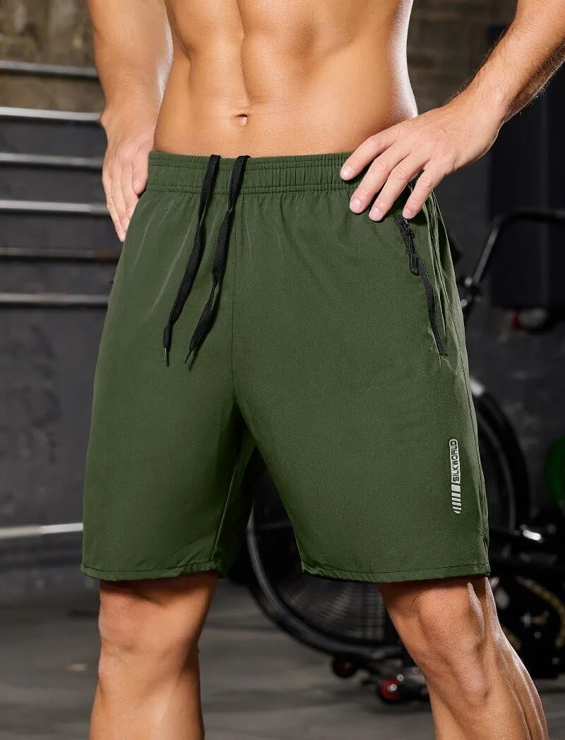 SILKWORLD Quick Dry Men's 2 in 1 Running Shorts with Zip Pocket 7" Workout Gym Athletic Shorts Lightweight Training Shorts