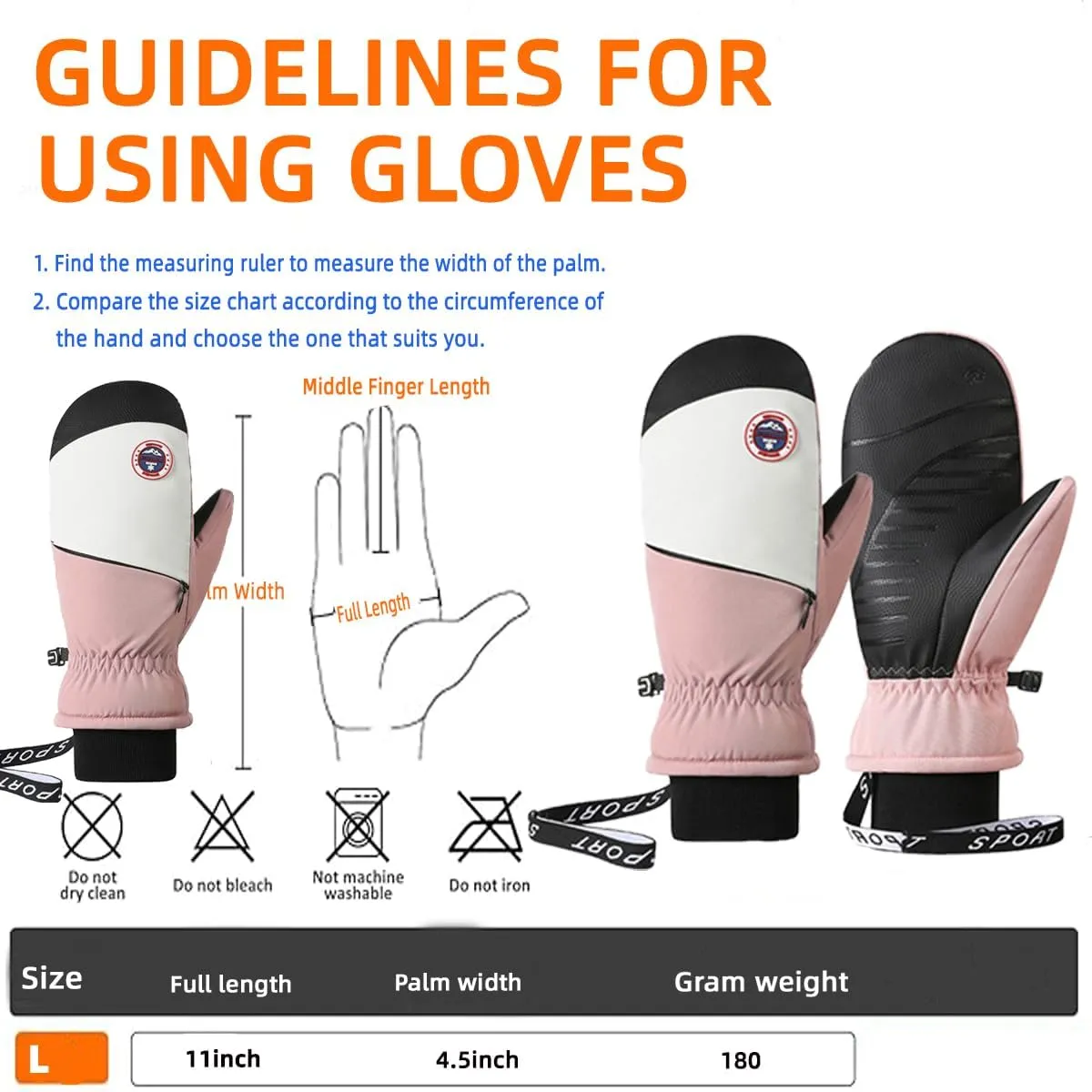 Ski Gloves Waterproof Touchscreen Breathable Warm Winter Snow Snowboard Glove for Cold Weather Gifts for Men Women -20℉ Windproof Anti-Slip Thermal Insulated Skiing