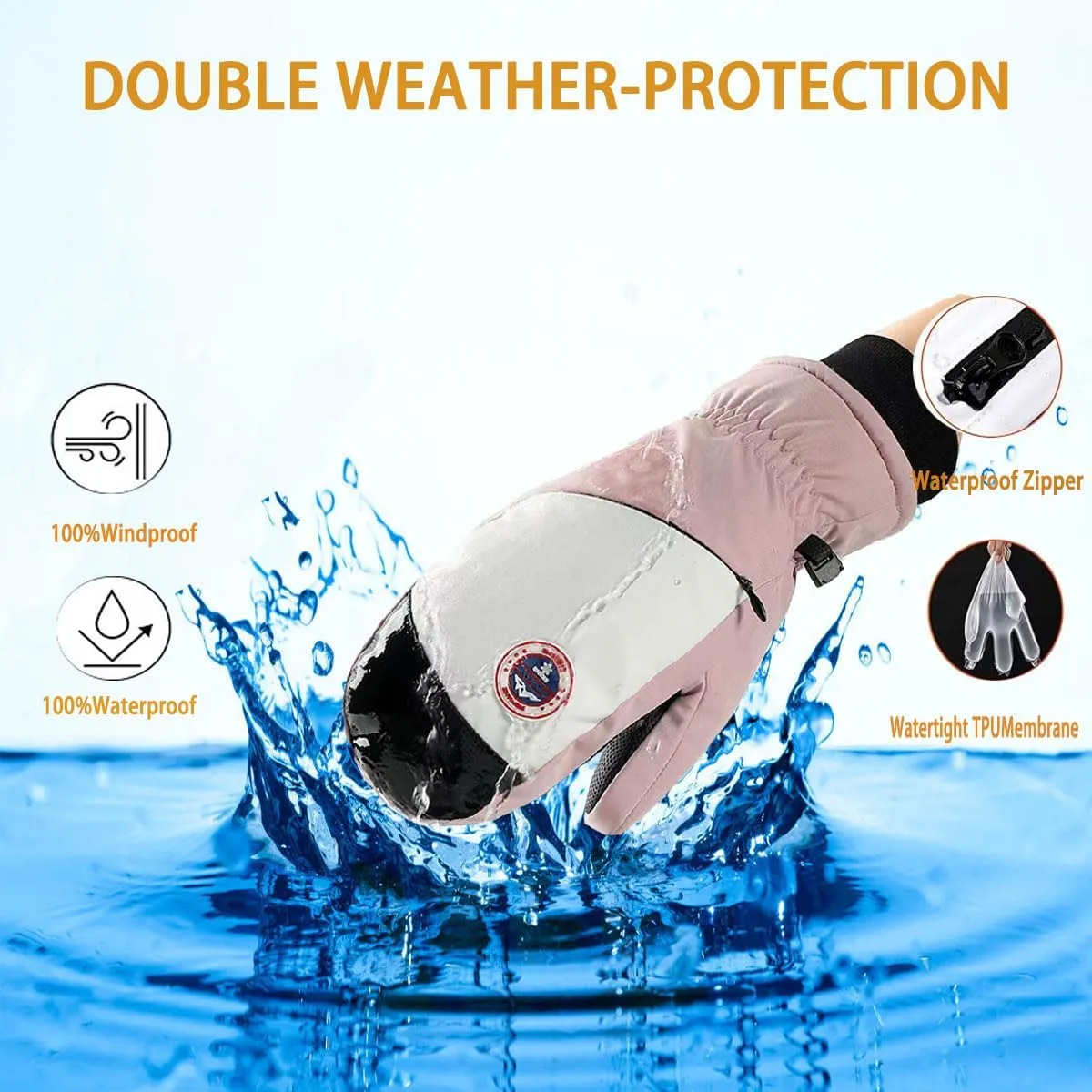 Ski Gloves Waterproof Touchscreen Breathable Warm Winter Snow Snowboard Glove for Cold Weather Gifts for Men Women -20℉ Windproof Anti-Slip Thermal Insulated Skiing