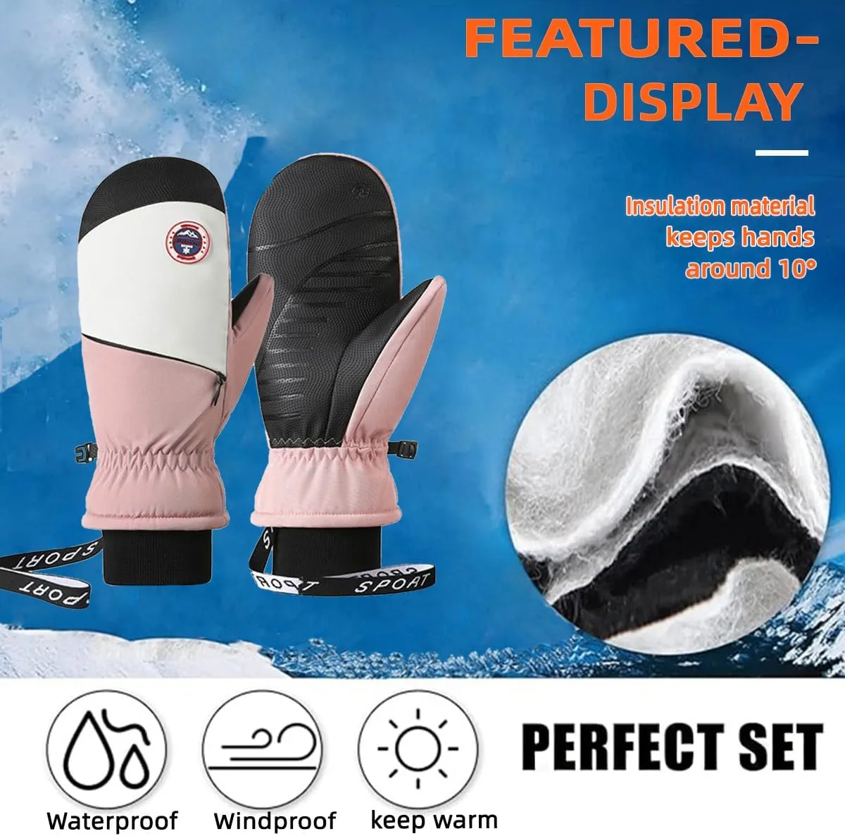 Ski Gloves Waterproof Touchscreen Breathable Warm Winter Snow Snowboard Glove for Cold Weather Gifts for Men Women -20℉ Windproof Anti-Slip Thermal Insulated Skiing