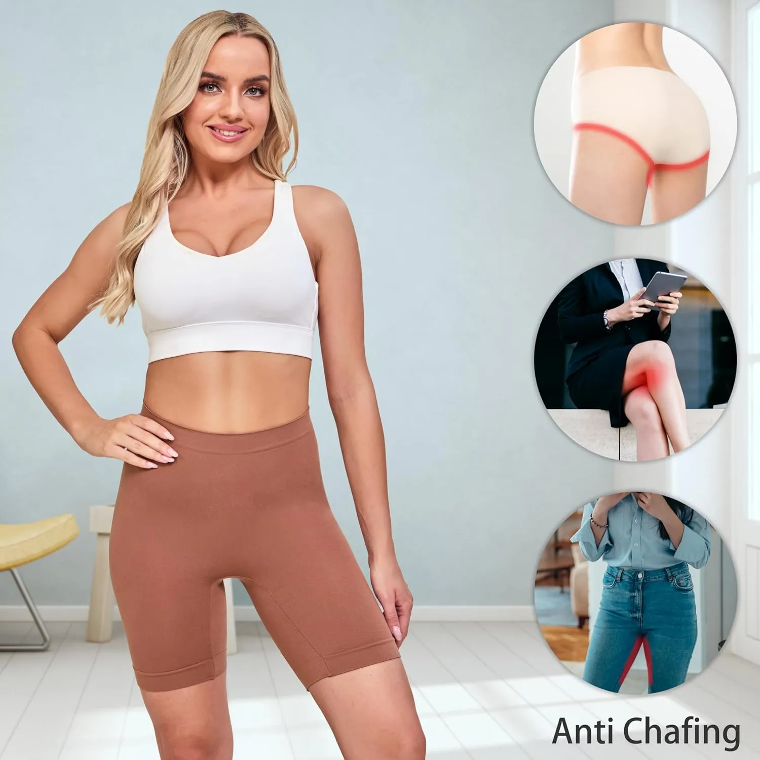 Slip Shorts for Women Under Dresses Anti Chafing Boyshorts Seamless Smooth Shorts for Yoga Bike Workout