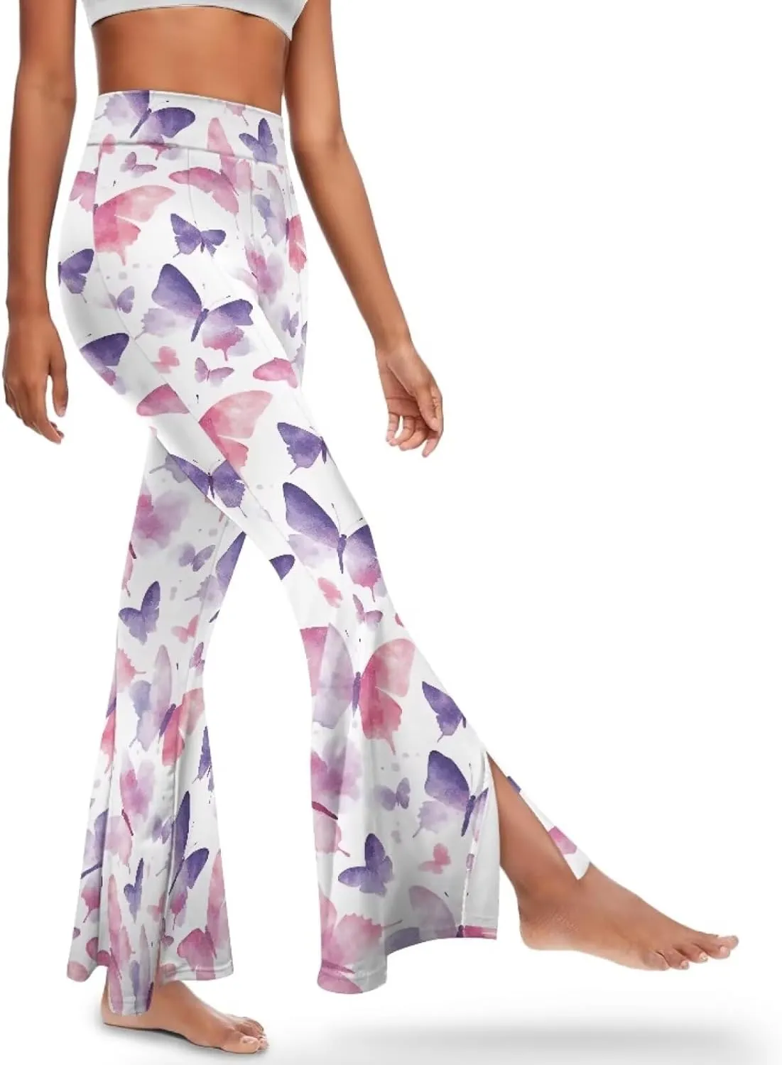 Slit Pants for Women Yoga Pants High Waist Flare Pants Yoga Leggings Elastic Waist Workout Pants Pilates Pants
