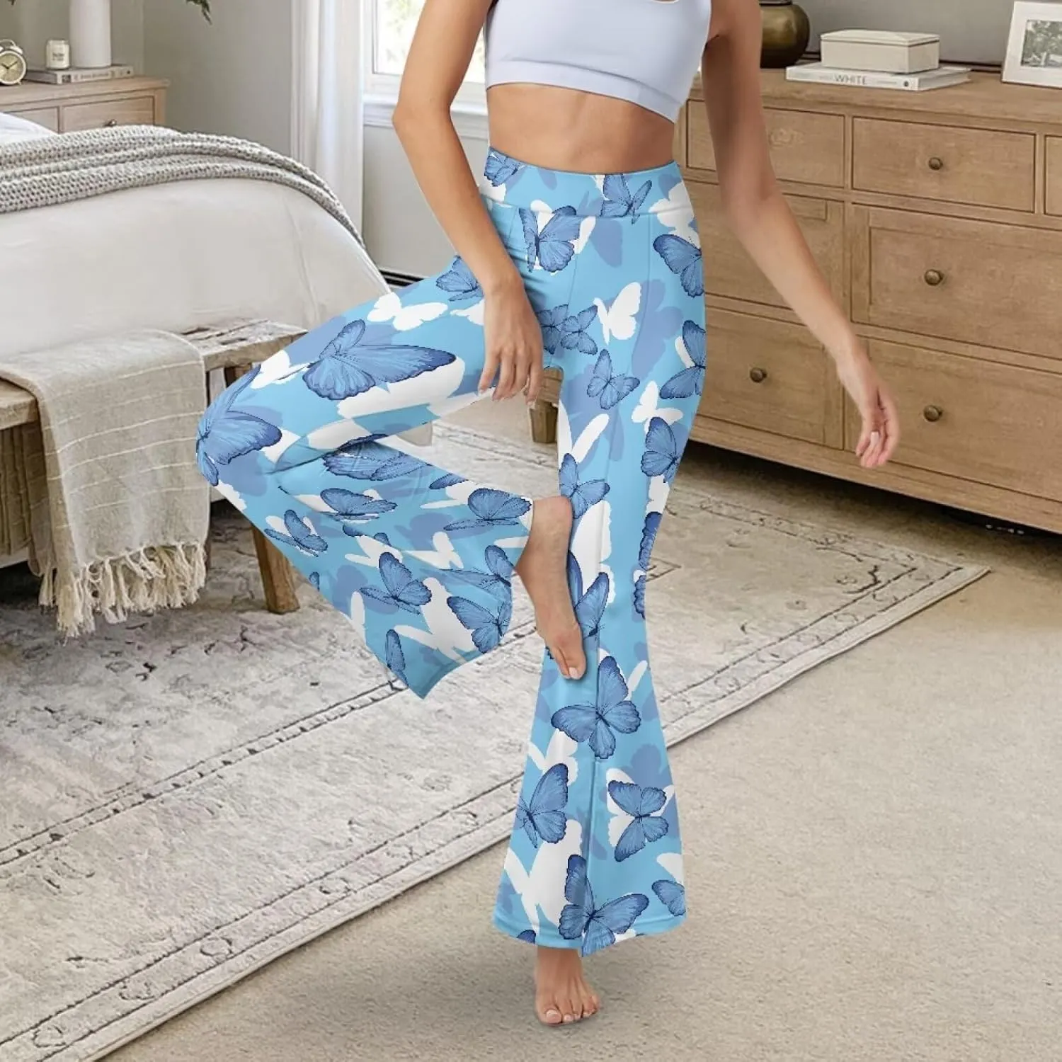 Slit Pants for Women Yoga Pants High Waist Flare Pants Yoga Leggings Elastic Waist Workout Pants Pilates Pants