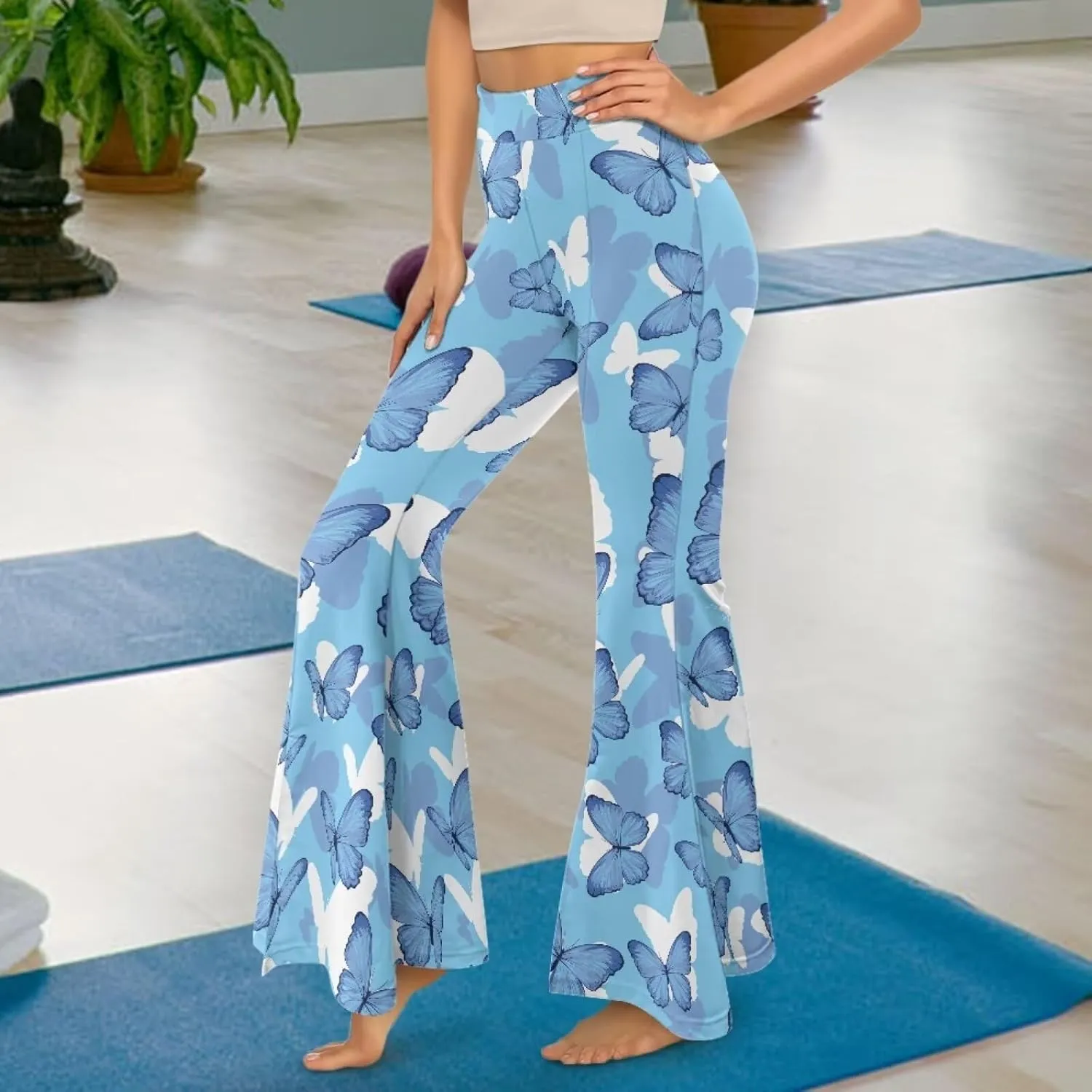 Slit Pants for Women Yoga Pants High Waist Flare Pants Yoga Leggings Elastic Waist Workout Pants Pilates Pants