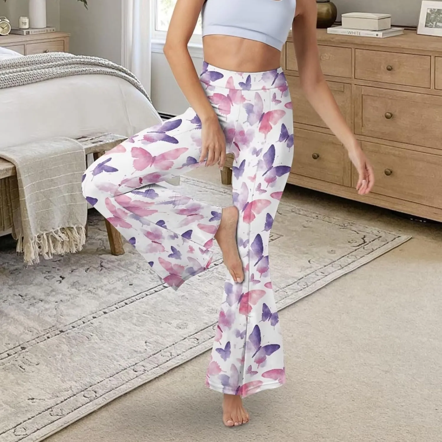 Slit Pants for Women Yoga Pants High Waist Flare Pants Yoga Leggings Elastic Waist Workout Pants Pilates Pants