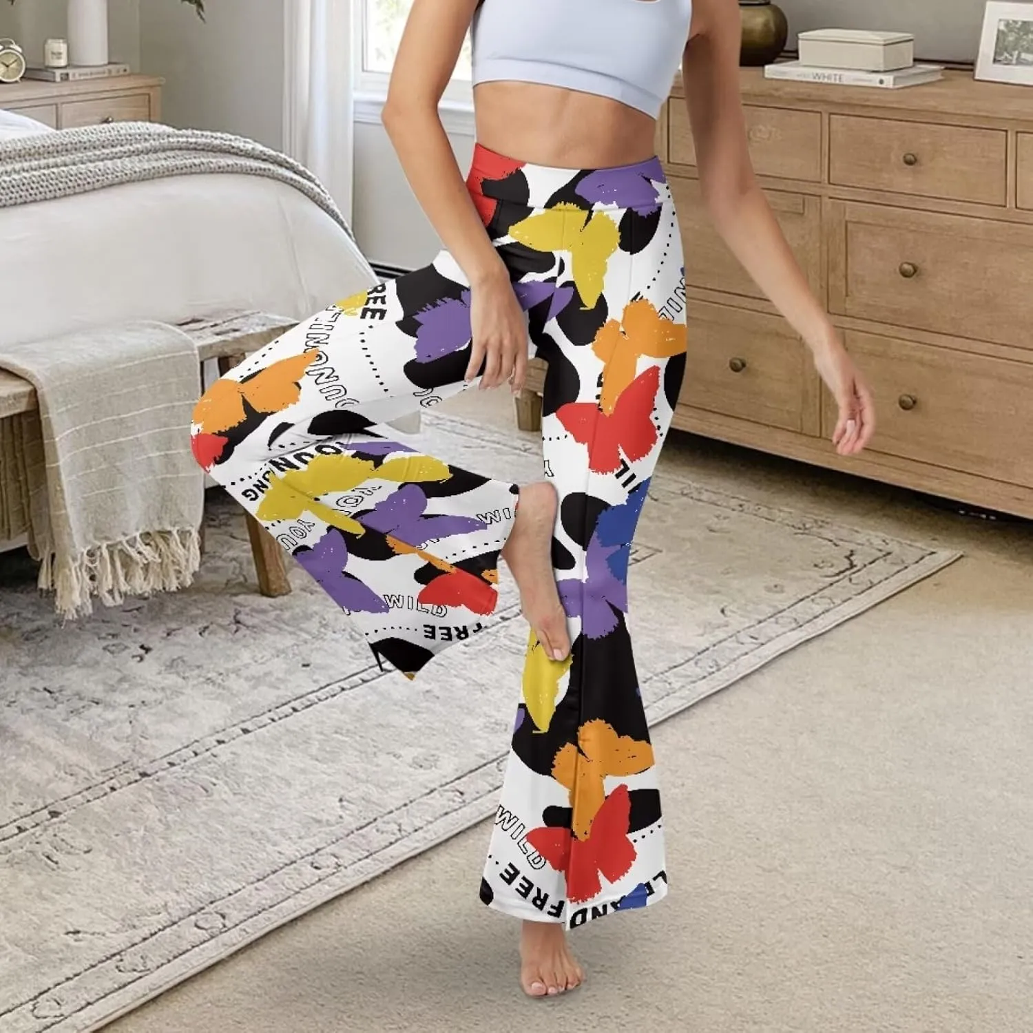 Slit Pants for Women Yoga Pants High Waist Flare Pants Yoga Leggings Elastic Waist Workout Pants Pilates Pants