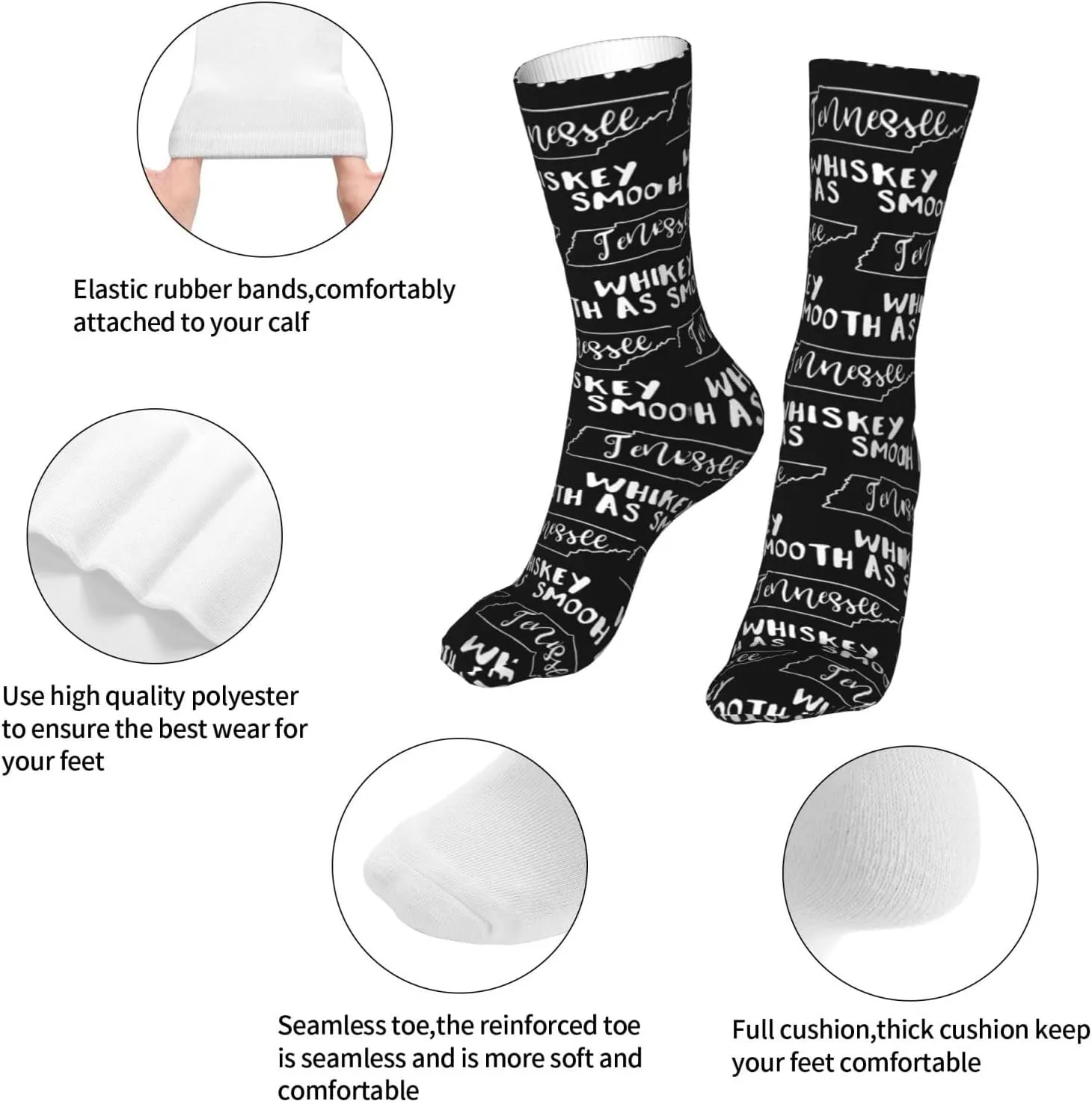 Smooth As Tennessee Whiskey Air Cushioned Running Socks Breathable Round Neck Socks