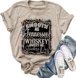 Smooth As Tennessee Women Vintage Country Shirts Nashville Country Concert T Shirt Summer Casual Retro Graphic Tees Top