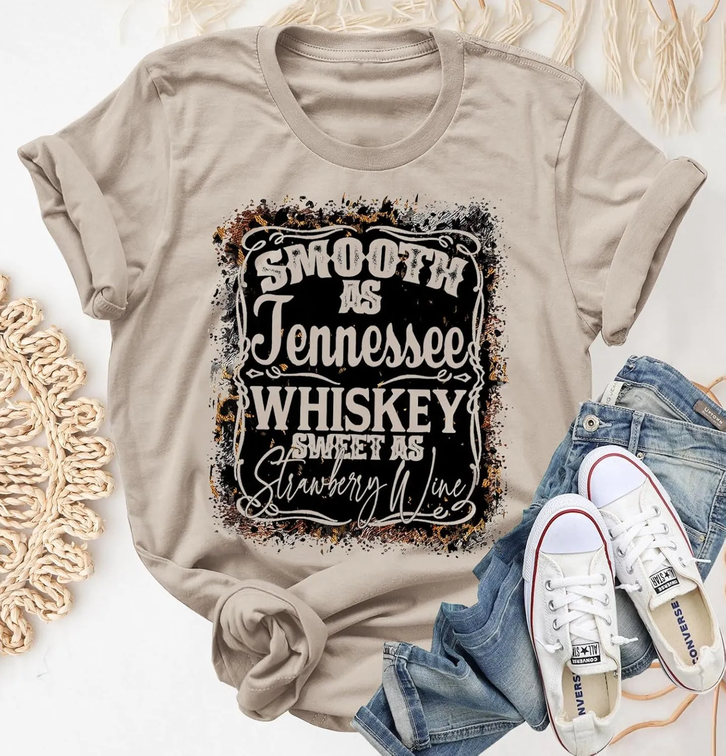 Smooth As Tennessee Women Vintage Country Shirts Nashville Country Concert T Shirt Summer Casual Retro Graphic Tees Top
