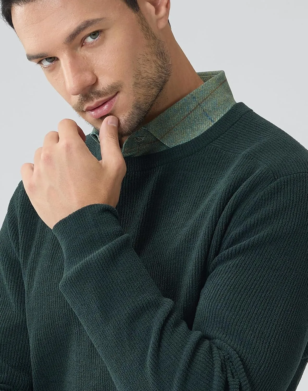 Soft Fluffy Sweaters for Men Pullover Crewneck Lightweight Warm Anti-Pilling