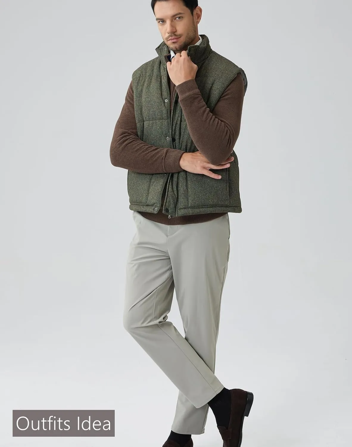 Soft Fluffy Sweaters for Men Quarter Zip Pullover Polo Mock Neck Anti-Pilling
