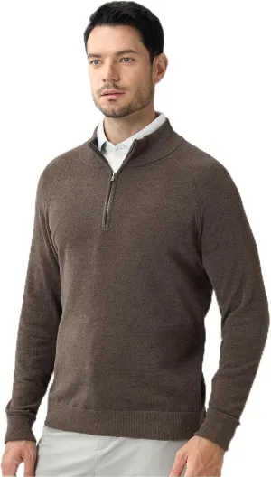 Soft Fluffy Sweaters for Men Quarter Zip Pullover Polo Mock Neck Anti-Pilling